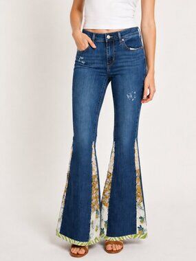 Levi's Classic Bootcut Jeans Size 2 | Custom Upcycled Floral Panel Bell Bottoms